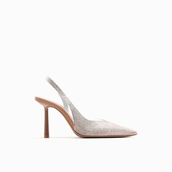 Zara Rhinestone Slingback Vinyl Heels - Picture 4 of 14